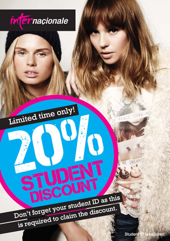 internacionale 20% student discount