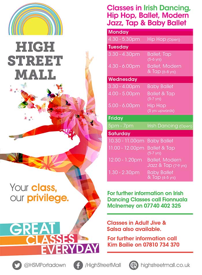 high street mall news events dance class flyer