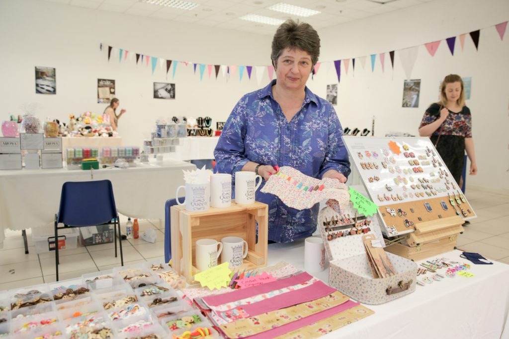 Philip Magowan Photography - Northern Ireland - 05th August 2016 High Street Mall in Portadown hosts a monthly craft fair, on the first Saturday in every month, organised by Sinead McMahon of Danann Crafts. Pictured: Alison of Zany Crafts displays her crochet work. Picture: Philip Magowan