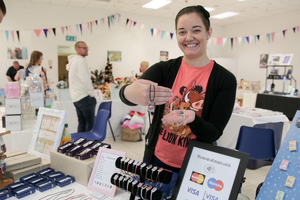 Philip Magowan Photography - Northern Ireland - 05th August 2016 High Street Mall in Portadown hosts a monthly craft fair, on the first Saturday in every month, organised by Sinead McMahon of Danann Crafts. Pictured: Fernanda Lara of Mystery Date with a book. Picture: Philip Magowan